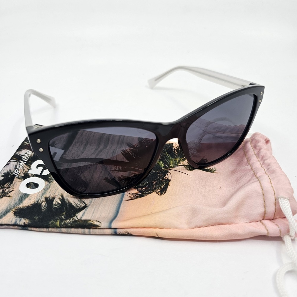 EGO Eyewear 7165  02 56-16 Blaik Women's Sunglasses White/Black Frame Black Lens